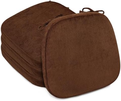 2.5" Thick Chair Cushions for Dining Chair, Corduroy Foam Kitchen Chair Pads by Glyzia
