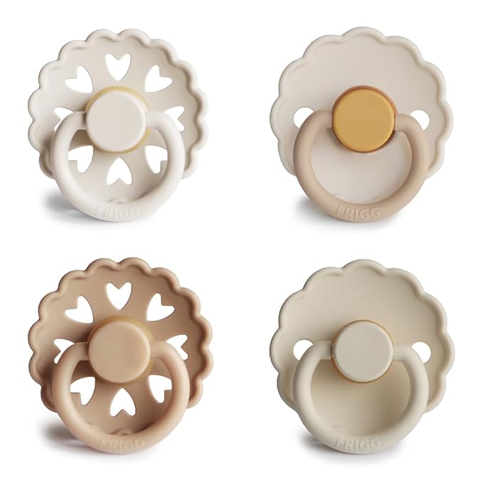 FRIGG Natural Rubber Baby Pacifier 4-Pack Snowflake Dream | Made in Denmark | BPA-Free (6-18 Months)