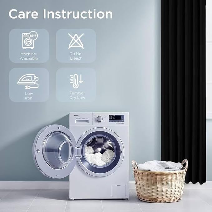 Joydeco 72 Inch Blackout Curtains for Bedroom, Black Out Curtains 72 Inch Long, Room Darkening Curtains & Drapes for Living Room Window Rod Pocket Back Tab (W52 x L72 Inch, Black)