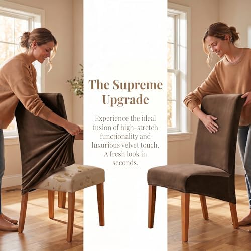 Deisy Dee Stretch XL/Oversized Extra Large Velvet Dining Room Chair Covers - Image 4