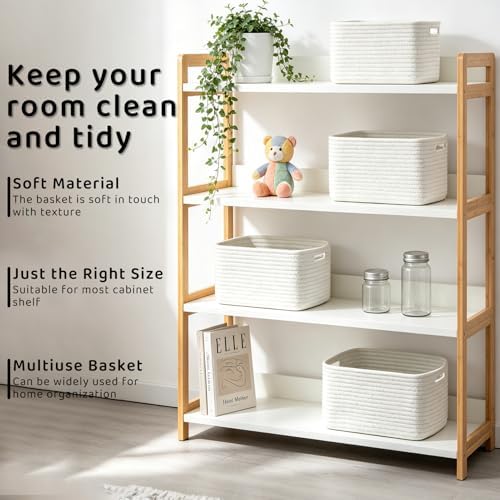 4 Pack Large Storage Baskets for Organizing, and Clothes, Cotton Rope Basket - Image 5