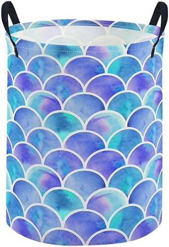 ESSME Kids Laundry Basket, Mermaid Hamper Collapsible Canvas Waterproof Storage by ESSME