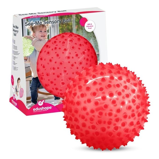 Edushape Original Sensory Ball for Baby - 7" Transparent Red, Enhances Gross Motor Skills for Kids 6 Months & Up