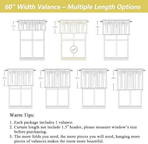 Black Valances for Windows, Light Filtering Faux Linen Textured Small Short - Image 3