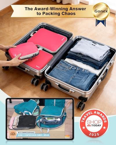 Gonex Compression Packing Cubes, 4-Piece Expandable Travel Organizers - Image 2