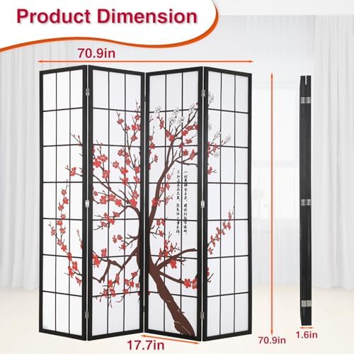 Dopinmin Room Divider, 4 Panel Folding Privacy Divider - Image 7