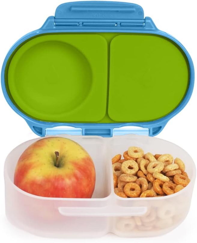 b.box Snackbox | Mini Bento Lunch Box with 2 Leakproof Compartments | Ideal for Toddlers, Kids Lunch & Snacks | Fits Whole Piece of Fruit | BPA Free - Ocean Breeze