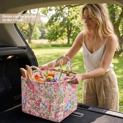 Floral Fabric Storage Basket Car Interior Storage Basket Underwear Sundries - Image 2