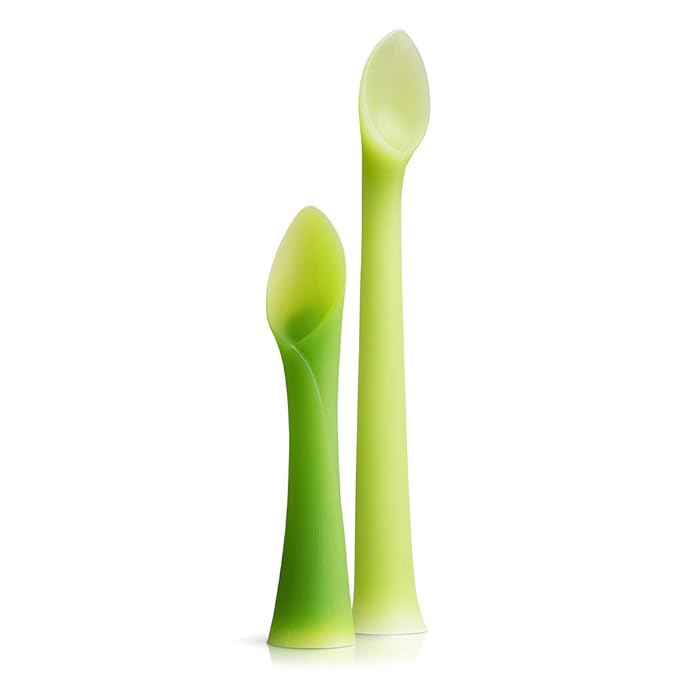 Olababy Baby and Children's Spoon (Training, Set of 2) - Flexible Learning Spoon for Complementary Foods Introduction | Soft, Flexible Silicone BPA-Free