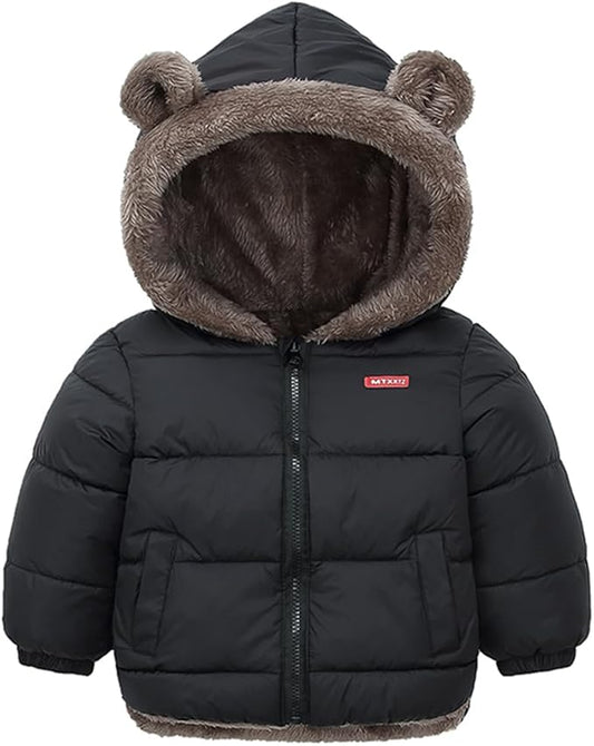 Infant Baby Winter Coat Bear Hooded Jacket Warm Fleece Snowsuit Windproof Outerwear for Toddler Boy Girl 9M-4T