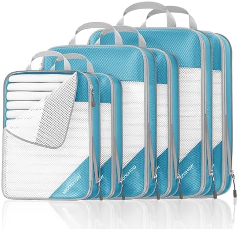 NICOSHOW Compression Packing Cubes 6 Set, Compressible Space-Saving Packing by NICOSHOW