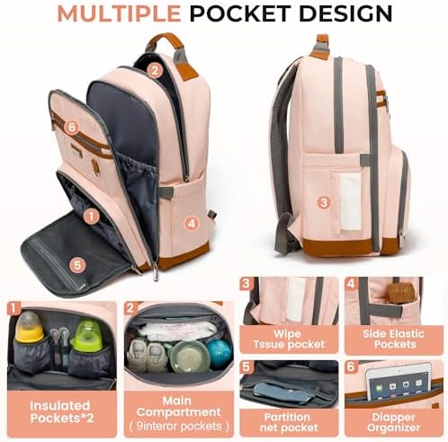 Diaper Bag Backpack, Large Baby Nappy Bags - Image 2