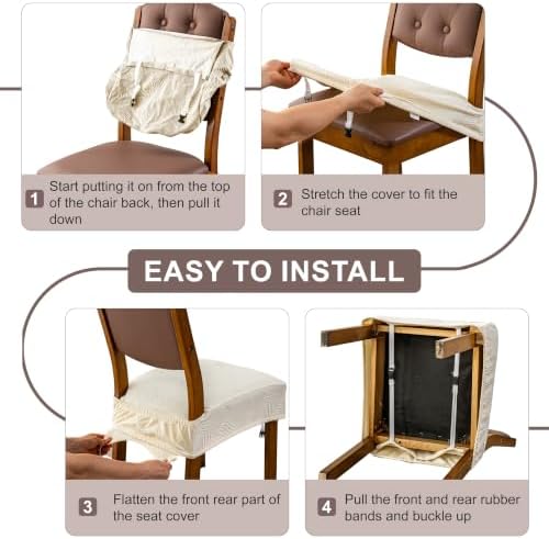Genina Waterproof Chair Covers Set of 6, Stretch Chair Cover - Image 5
