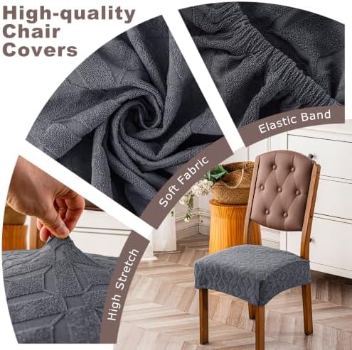 Genina Waterproof Chair Covers Set of 4, Dining Chair Cover, Dark Gray - Image 2