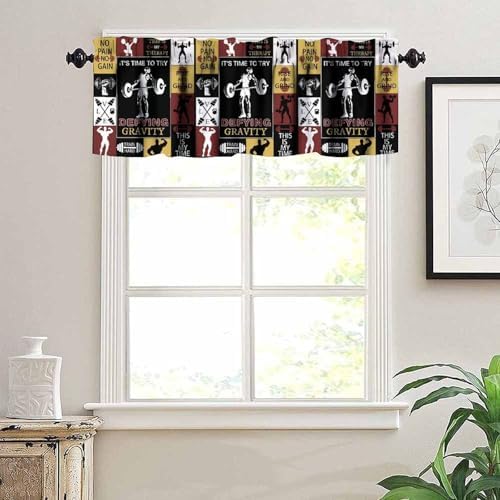 Weightlifting Valance Curtains Boys Teens Fitness Sport Lover Patchwork - Image 5