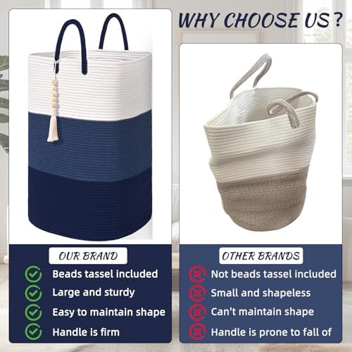 Woven Laundry Basket for Clothes, 100 L Large Rectangle Laundry Hampers - Image 3