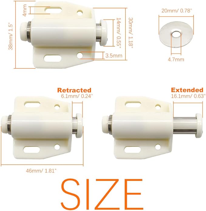 12Pack Magnetic Touch Push to Open Door Latch for Heavy Duty Door Push Release Latch Kitchen Drawer Push Catch Pop Out Latch Kitchen Closet Door Closing (White)