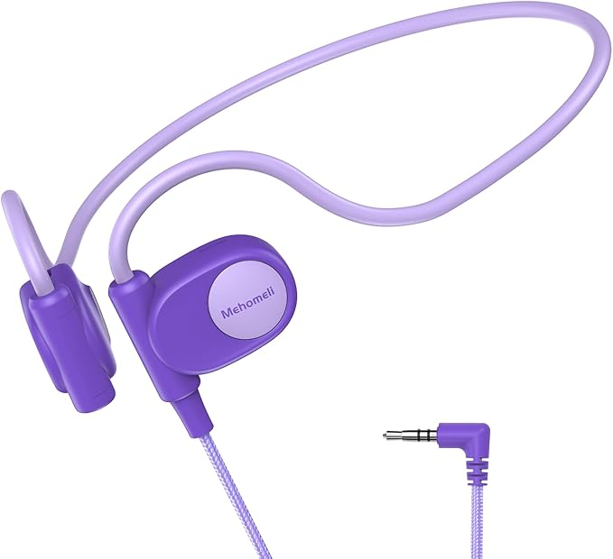Kid Headphones for School, Air Conduction Open Ear Headphones, 3.5mm Jack Wired Cord, Ultra-Comfort, Ergonomic and Lightweight Design Perfect for School and Outdoor Activities-Purple