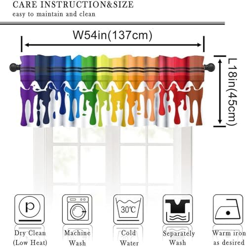 Colour Pigment Valance Curtain for Kids Room Cartoon Rainbow Toddler Abstract - Image 3