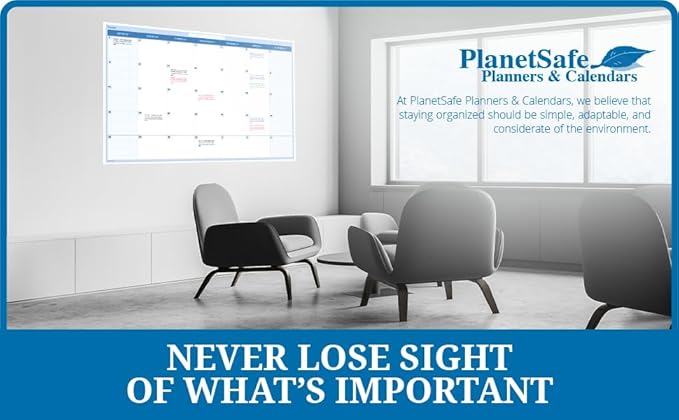 Sky Blue 30-Day 1-Month Dry/Wet erasable Wall Planner Calendar 24 in. x 36 in.