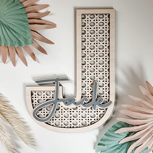 Custom Boho Wood Personalized Initial & Name Sign - Image 2