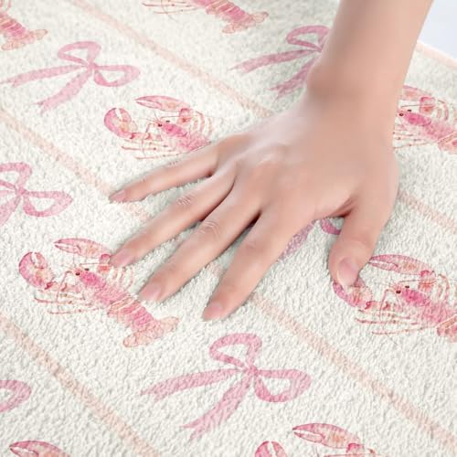 Erosebridal Pink Bow Lobster Bathroom Rug Non Slip - Image 2