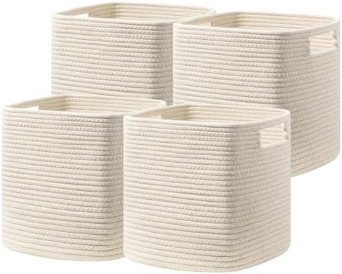 UBBCARE Set of 4 Storage Cubes-11 X 10.5 X 10.5 In, Cotton Rope Basket by UBBCARE