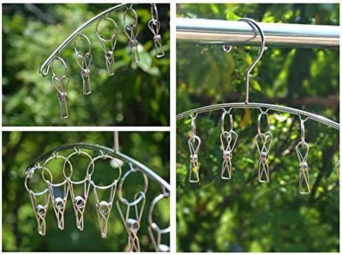 DurReus Strong Stainless Steel Laundry Drying Rack Clothes Hanger with 10 Clothespins Indoor Space Saver Hanging Clothing Organizer Mitten Sock Hangers