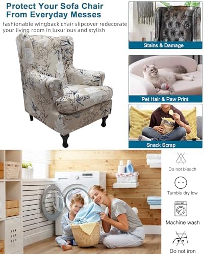 CRFATOP Wingback Chair Covers Stretch Armchair Slipcovers - Image 5