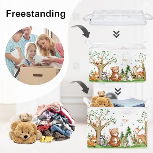 Forest Animals Laundry Hamper Woodland Tree Large Storage Basket Parents - Image 3