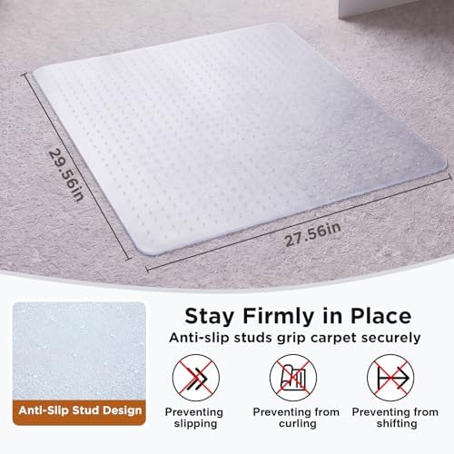 28" X 30" Chair Mat for Hardwood Floor & Carpet, Square Non-Slip Studs - Image 2