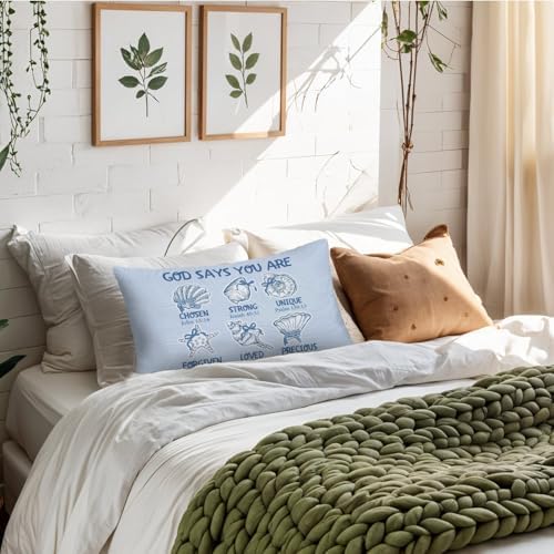 Blue Coastal Beach Christian 12x20 Pillow Cover, Preppy Beach Room Decor - Image 2
