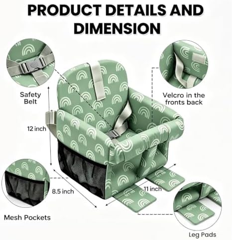 ChildLike Shopping Cart Seat for Baby&High Chair Cover-Sage Green Rainbow - Image 2