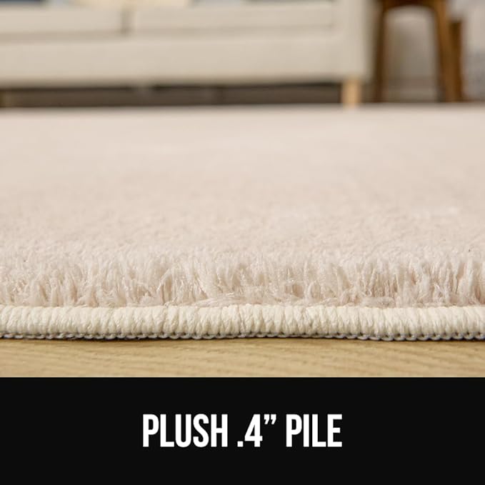 GORILLA GRIP Ultra Soft Washable Area Rug, 5x7, Stain and Slip Resistant Plush Thick Carpet for Bedroom Living Room, No Shed Floor Rugs, Pet Friendly, Dorm Essentials, Kids Nursery Home Decor, Ivory