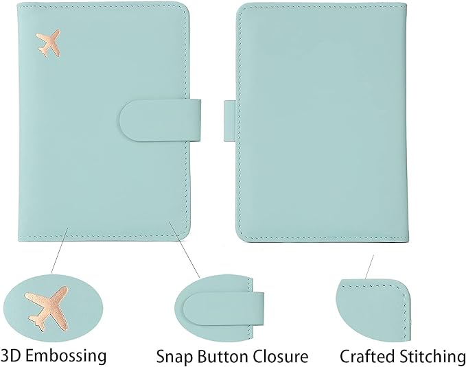 Melsbrinna Passport Holder,Passport Holder Card Slots,Cute Passport cover for Women/Men,Waterproof Rfid Blocking Travel Wallet (Pink Aqua green)