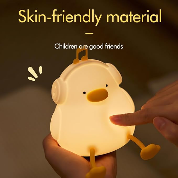 ATSUI Night Light for Kids, Squishy Duck Design, 3 Level Dimmable, Silicone Construction