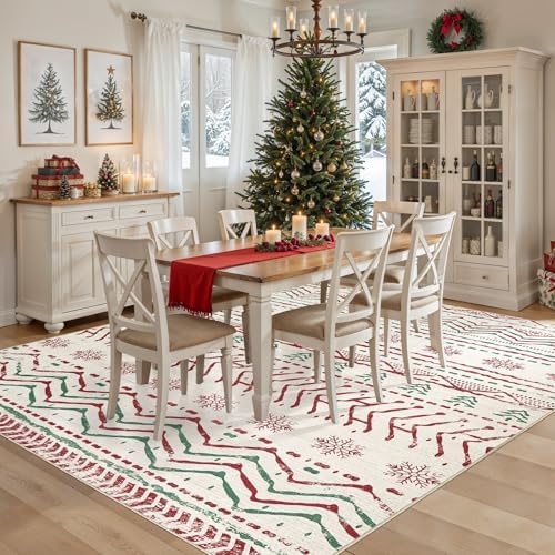 Nakagishi Christmas Rugs: 5x7 Washable Abstract Large Neutral Soft Rug Stain - Image 3