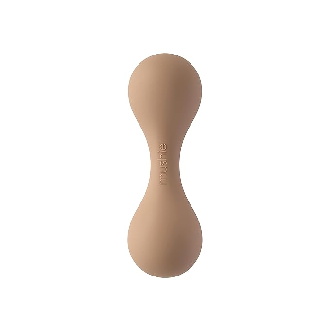 mushie Silicone Baby Shaker Rattle Toy | Ages 3+ Months (Natural)