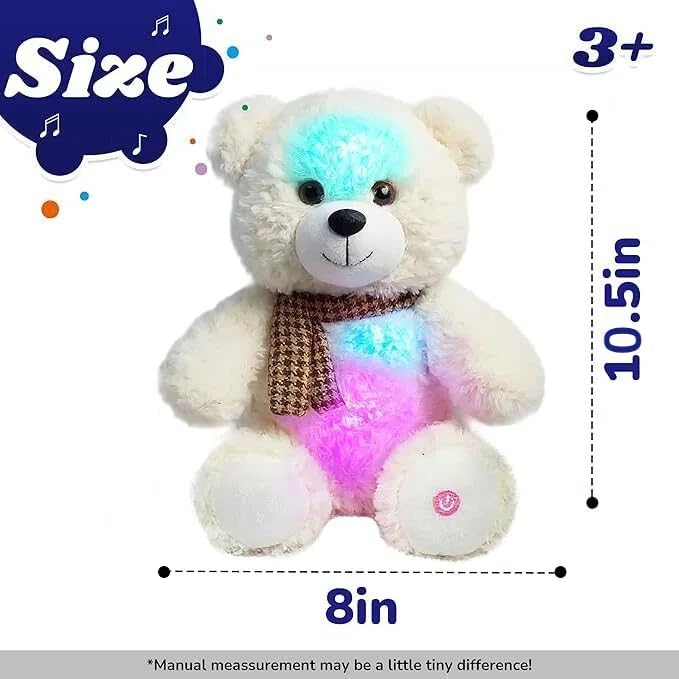 Cuteoy Glowing LED Bear Light-up Nightlight Toys Musical Plush Stuffed Animal Singing Lullabies Birthday Christmas Plushies Gifts for Kids Boys Girls,10.5"