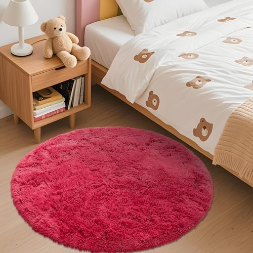OLANLY Red Round Rugs for Bedroom - Image 3