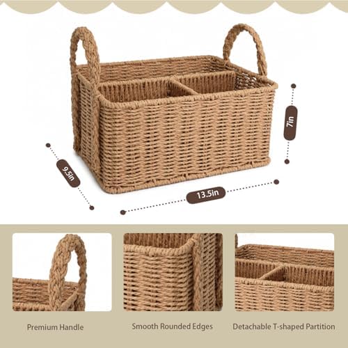 Diaper Caddy Organizer, Paper Rope Storage Baskets Nursery Bin - Image 3