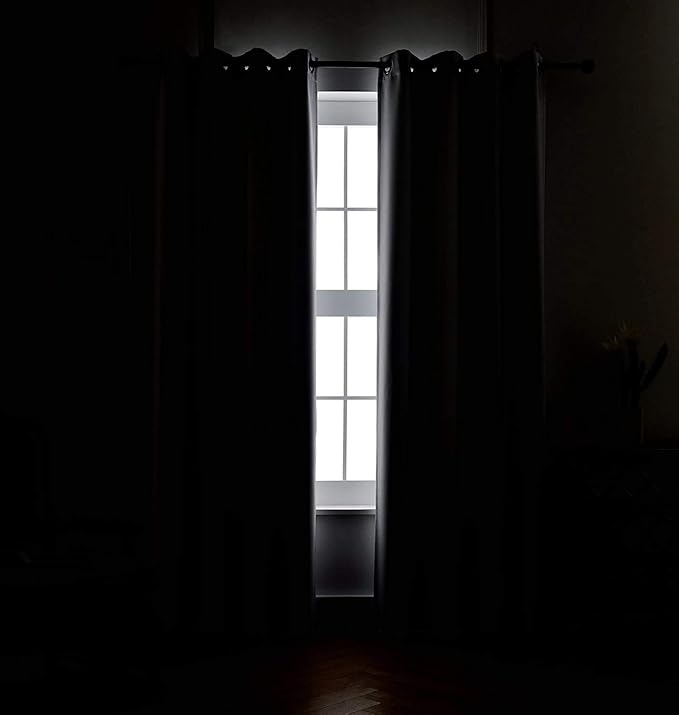 MIUCO Room Darkening Curtains Textured Grommet Thermal Insulated Blackout Curtains for Bedroom Set of 2 52x95 Inch Greyish White
