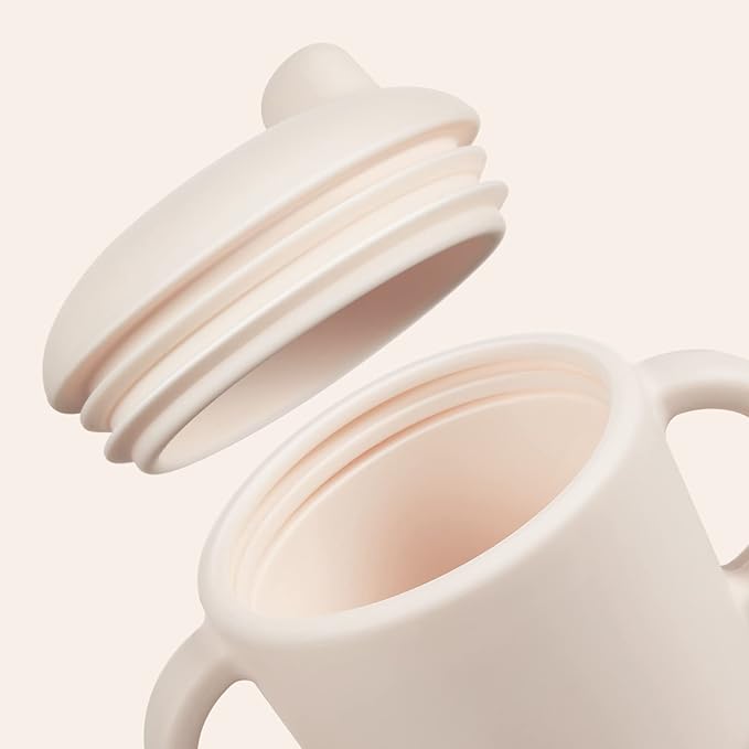 6 Months+ Sippy Cups with Handles,Small Silicone Sippy Cups Leak Proof 5oz,No Spill Sippy cups for Toddlers (Milk)