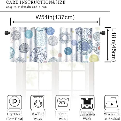 Blue Circle Kitchen Valance, Abstract Geometric Circle Firework Modern - Image 5