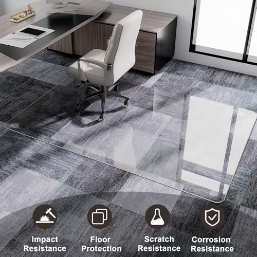 GLSLAND 54"x32" Tempered Glass Chair Mat， Office Chair Mat - Image 5