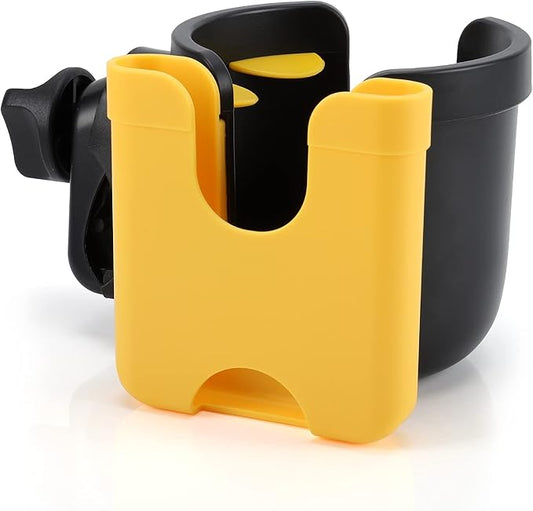 Accmor Stroller Cup Holder with Phone Holder, Bike Cup Holder, Universal Cup Holder for Uppababy Nuna Doona Strollers, 2-in-1 Cup Phone Holder for Stroller, Bike, Wheelchair, Walker, Scooter