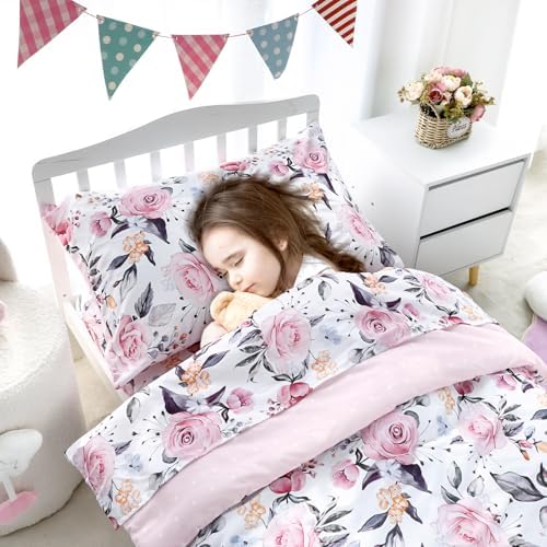 Pea Pod Toddler Bedding Set for Girls, 4 Piece Soft & Breathable Floral Crib - Image 5