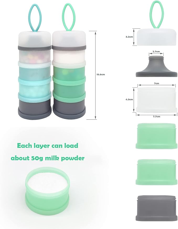 Baby Formula Dispenser, Formula Container, Portable Milk Powder Dispenser Container, Baby Feeding Travel Storage Container, Non-Spill Stackable Baby Snack Storage Container, BPA Free, 2 Packs