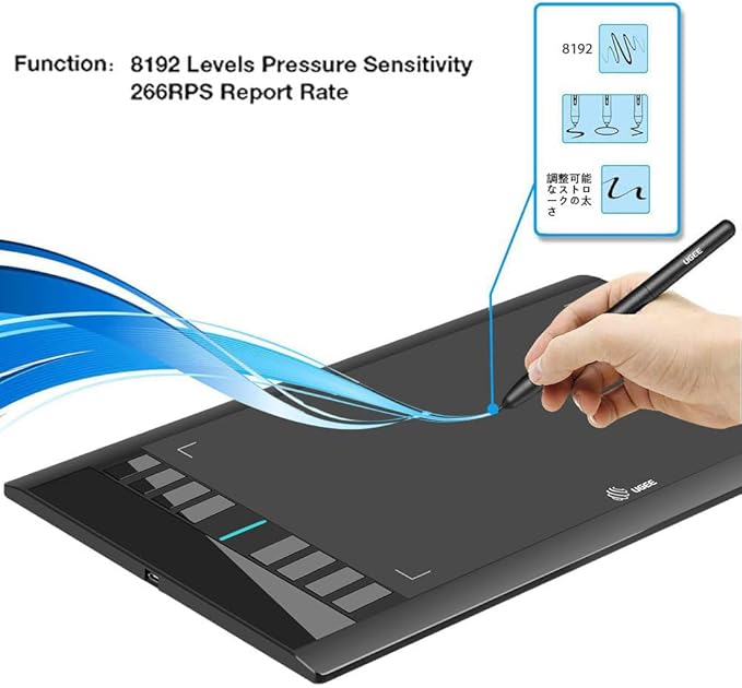 UGEE Drawing Tablet Graphics Tablets, M708 V2 Upgrade PC&Android Device,10x6 Inch Ultra Thin Large Digital Graphic for PC, Pad with 8 Hot Keys 8192 Level Battery-Free Stylus for Creation Sketch