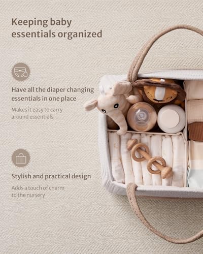 Blissful Diary Diaper Caddy Organizer, Woven Cotton Rope, Earthy Rainbow - Image 2